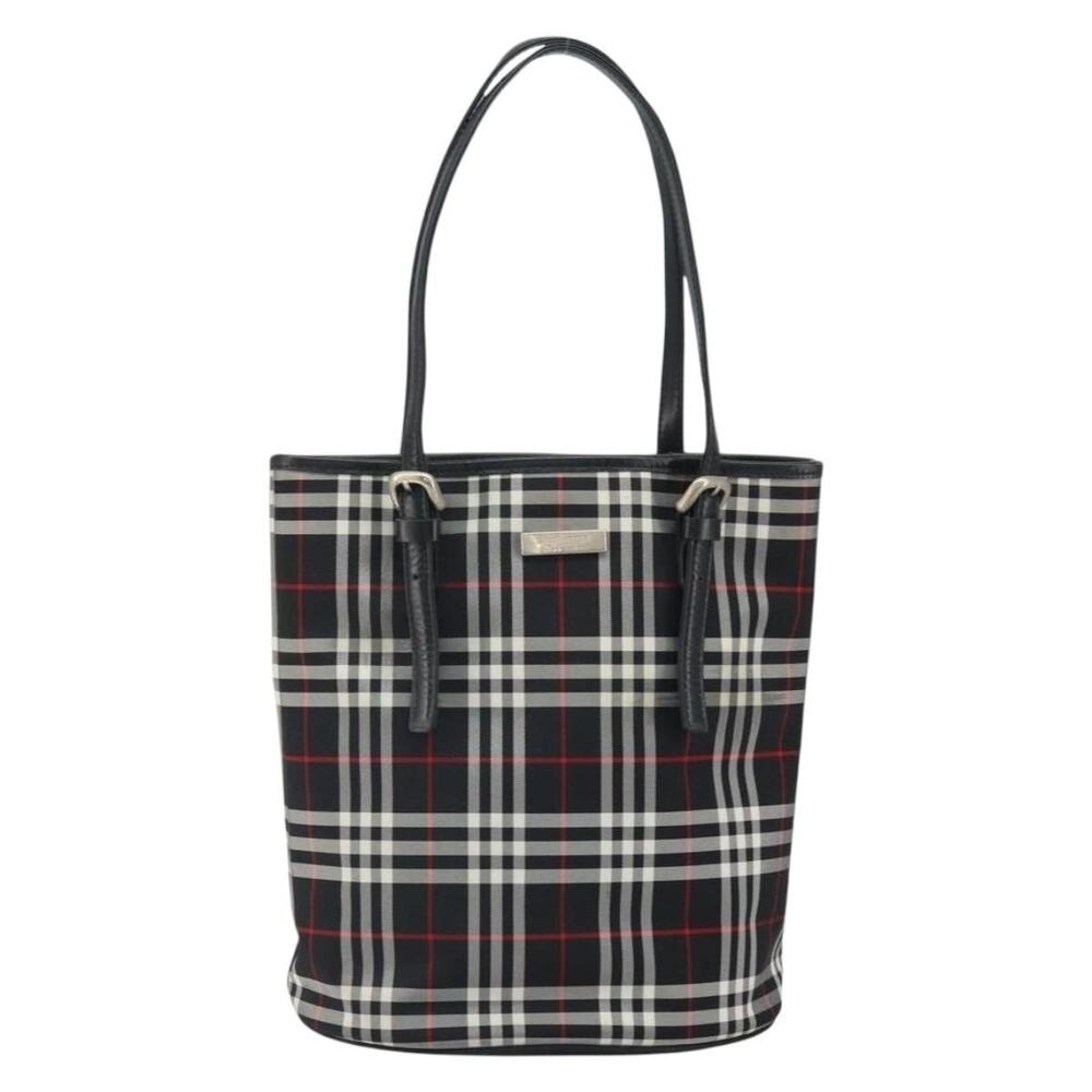 Burberry Nova Check Nylon Blue Label Tote Bag Black